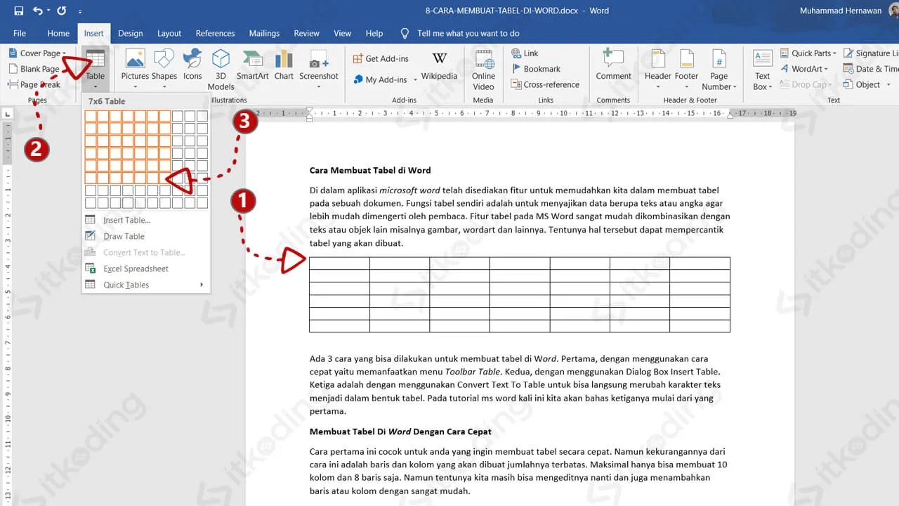 Cara Membuat Tabel di Word Lengkap Untuk Pemula