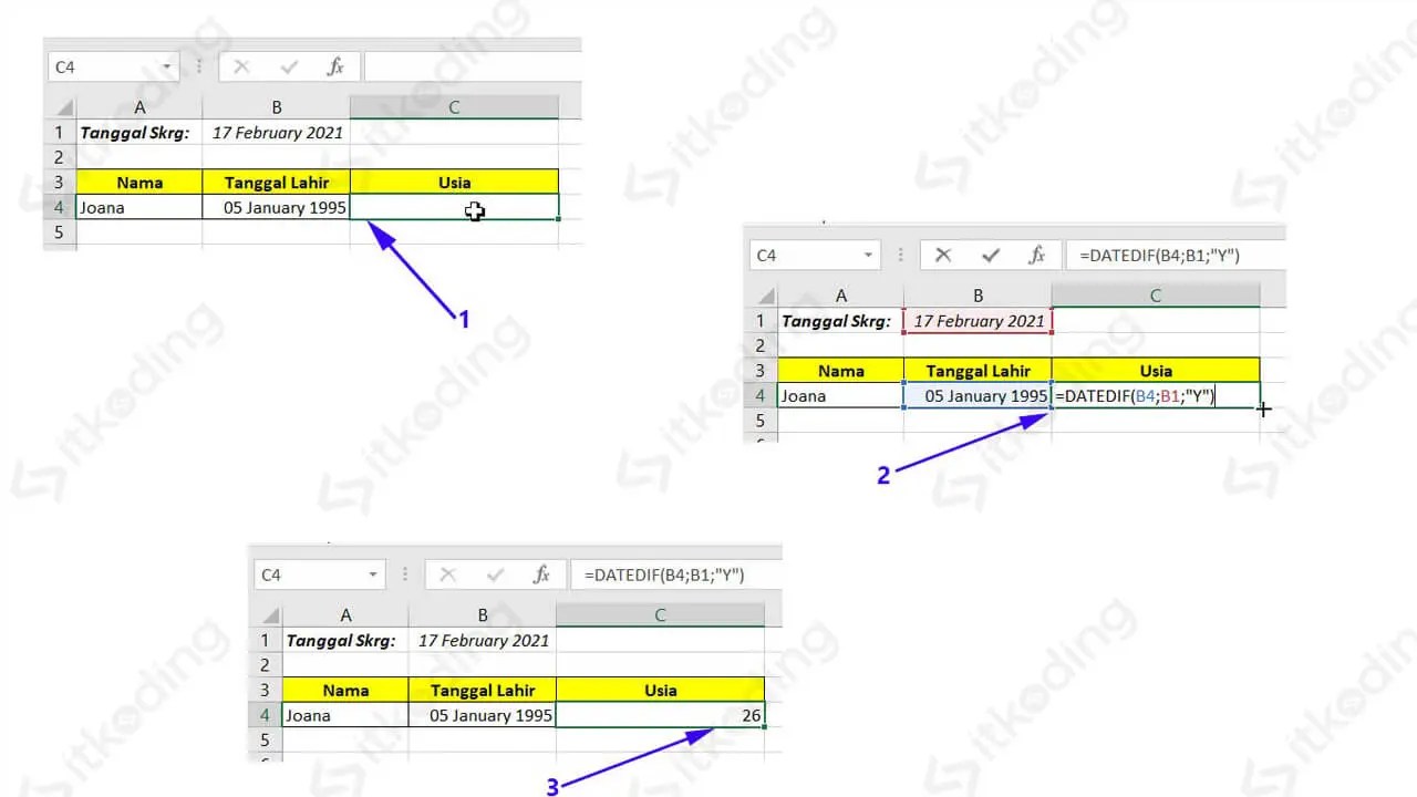 Rumus DATEDIF Excel (Cara & Contoh Fungsi DATEDIF di Excel)