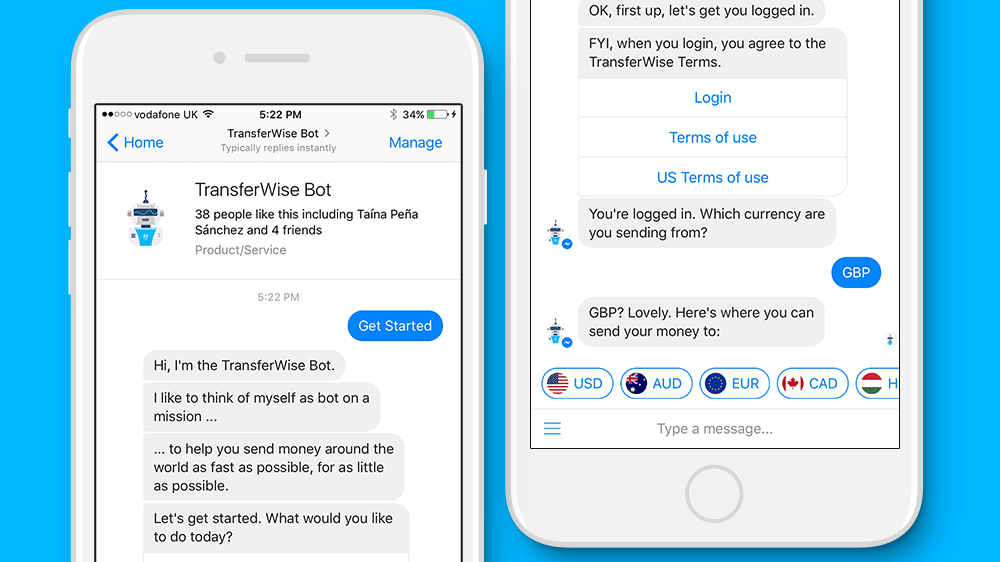 TransferWise permite transferul online de bani prin Facebook Messenger