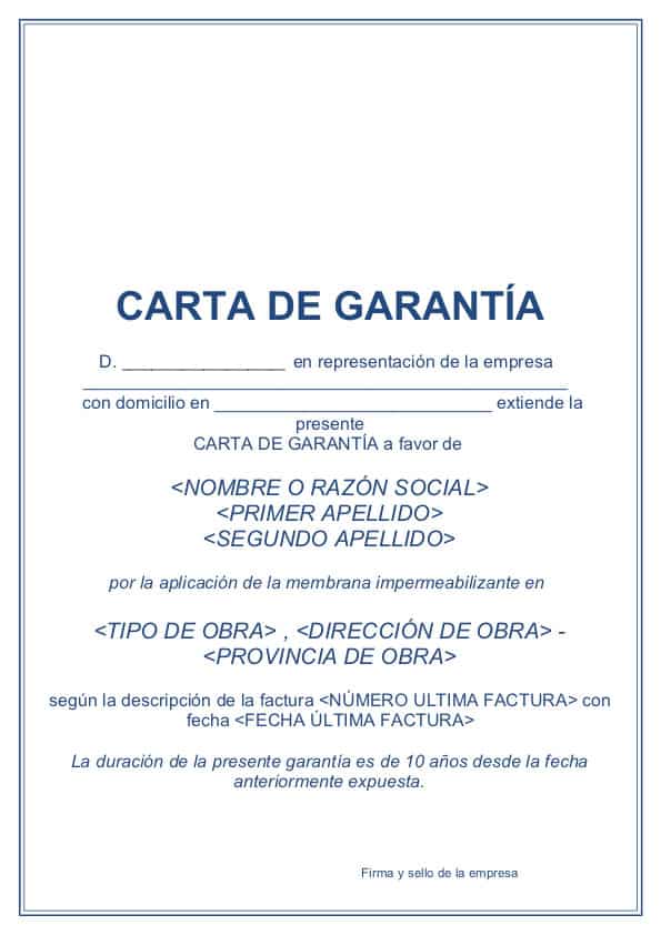 Carta De Garantia