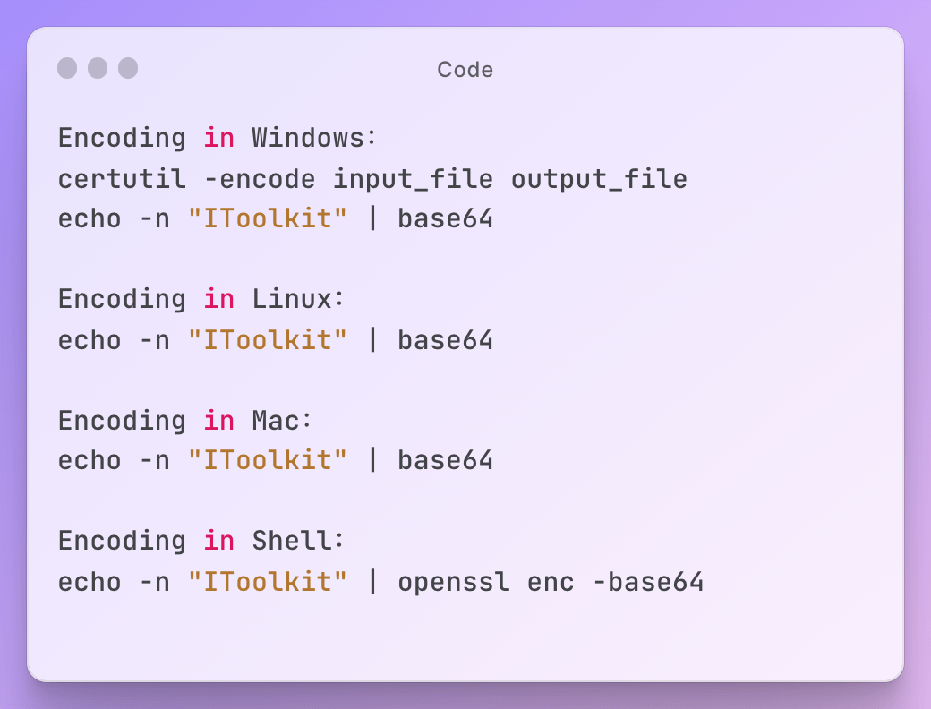 Base64 Encoding and Decoding from Command Line IToolkit