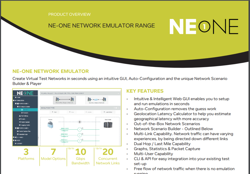 NEONE Network Emulator Range Itrinegy
