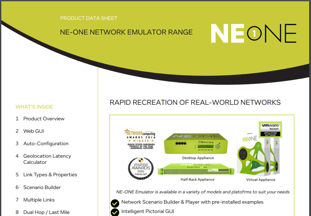 NEONE Network Emulator Range Itrinegy