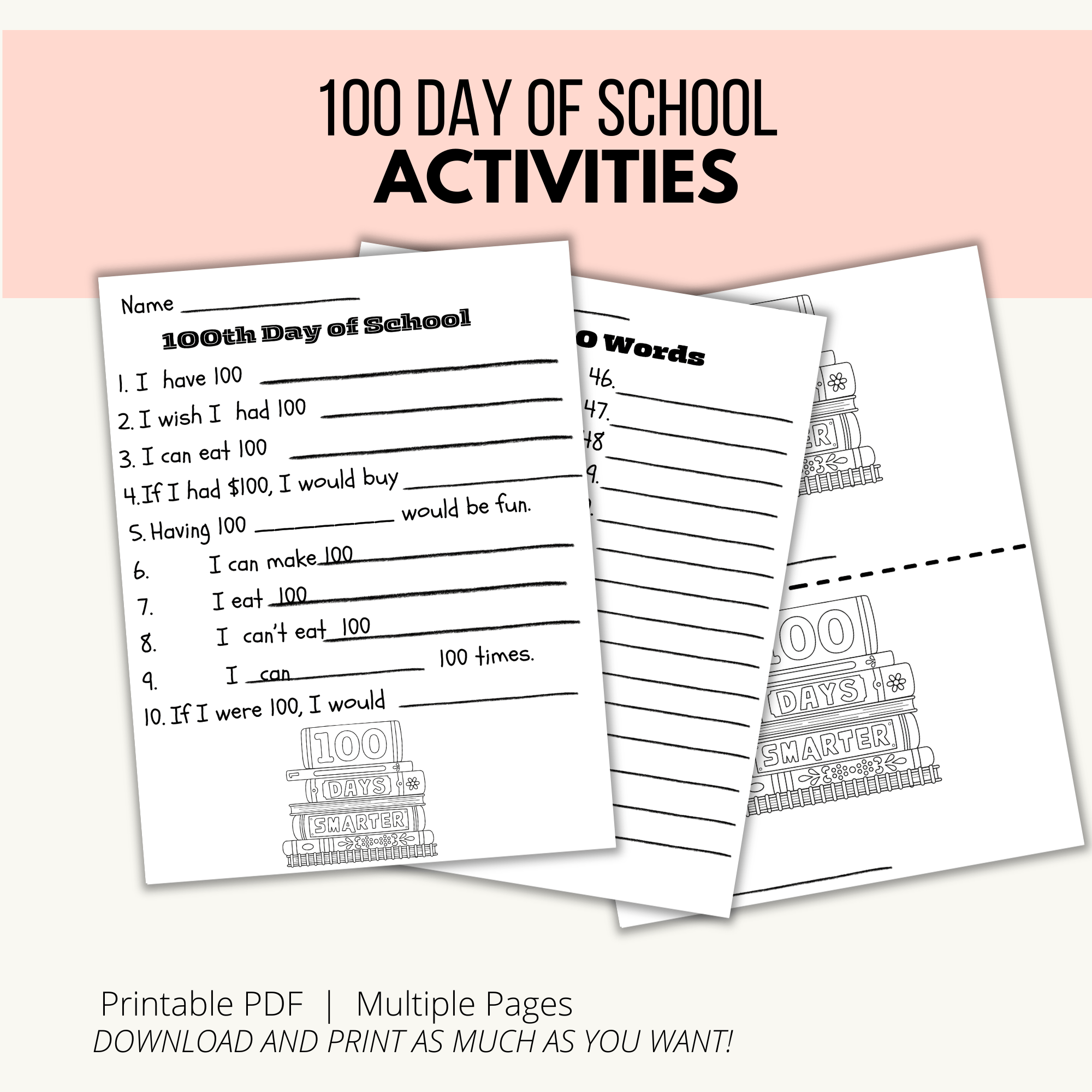 100th Day of School Printables - It's a Chaotic Life