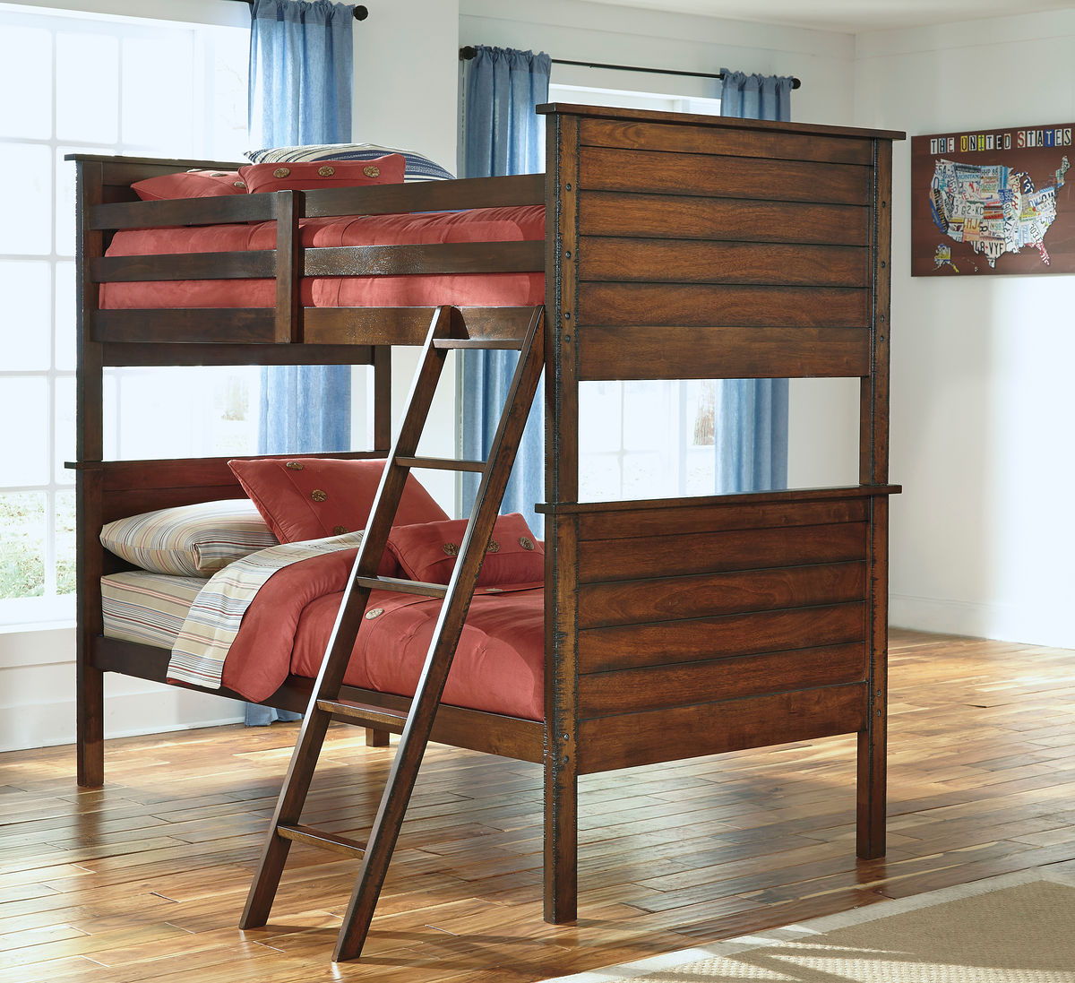 Ladiville Rustic Brown Bunk Bed (twin/twin) & Bunk Bed Mattress (2
