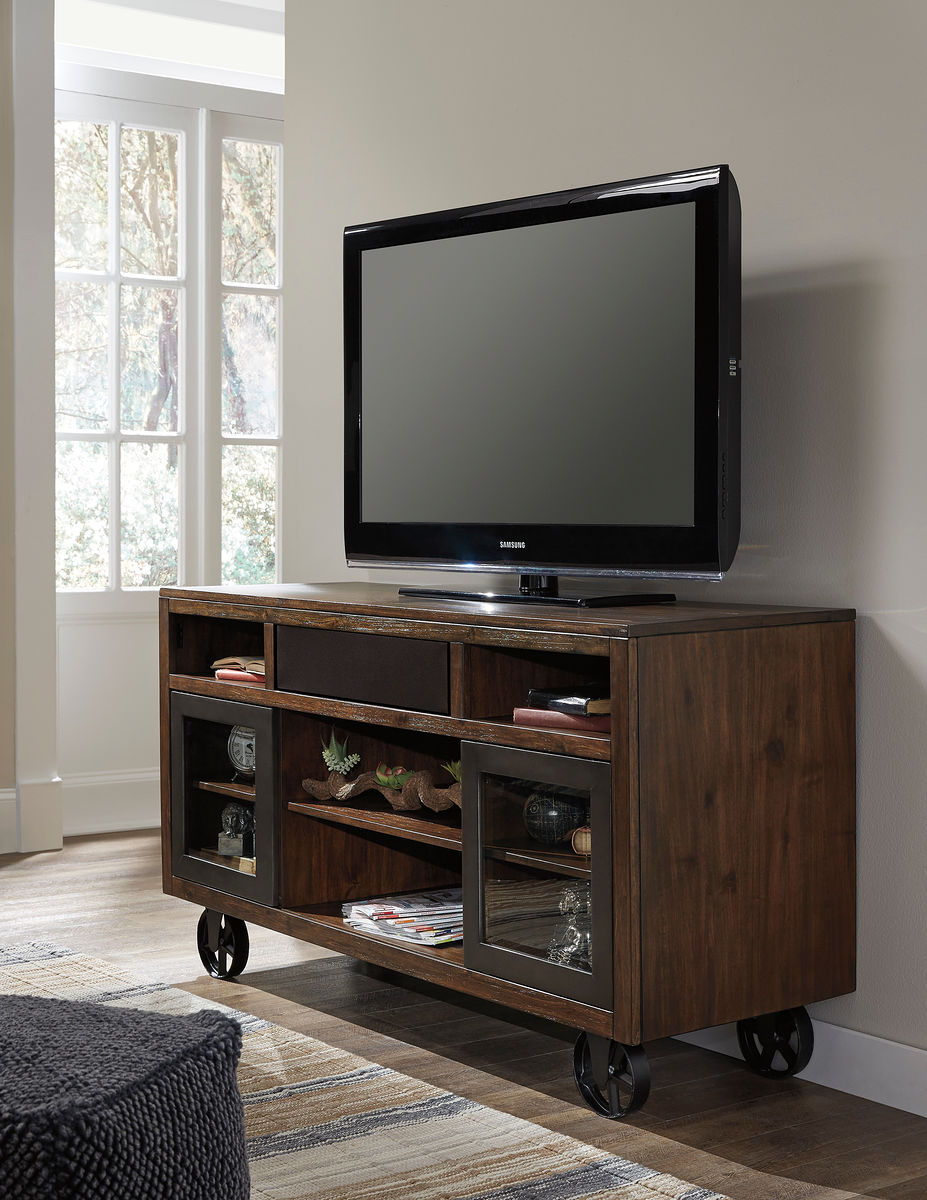 Barnallow Brown Large TV Stand with Small Integrated Audio Insert