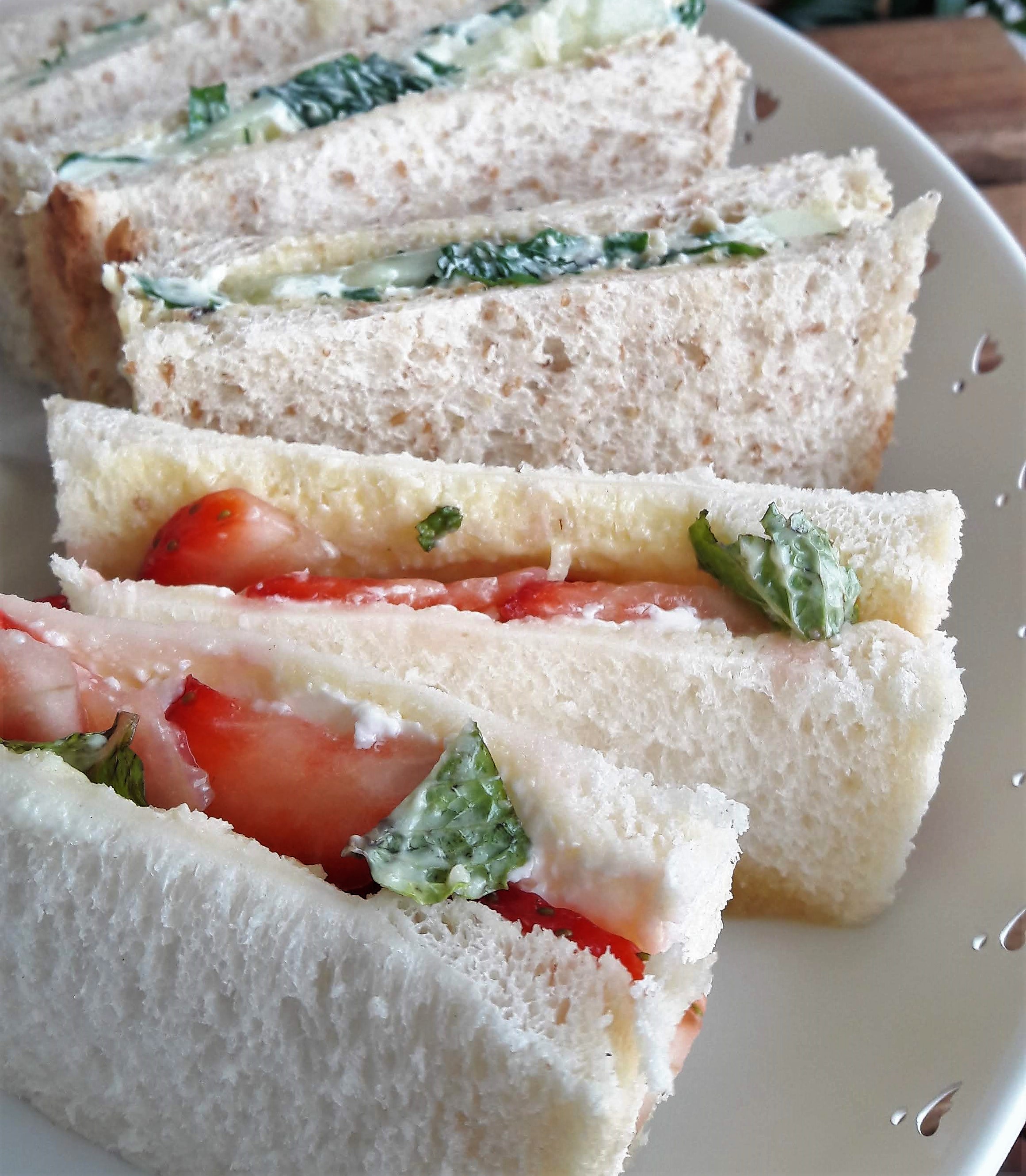 English Afternoon Tea Sandwiches Strawberry and mint Sandwich It's
