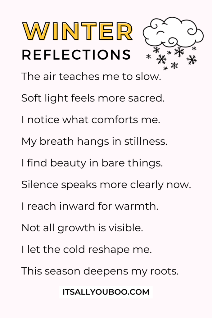 Your List of Winter Reflections. For the reader to save for later.
