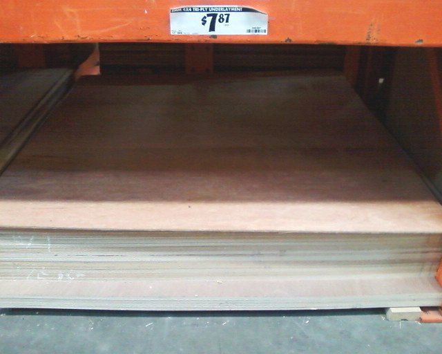 underlayment boards at a hardware store