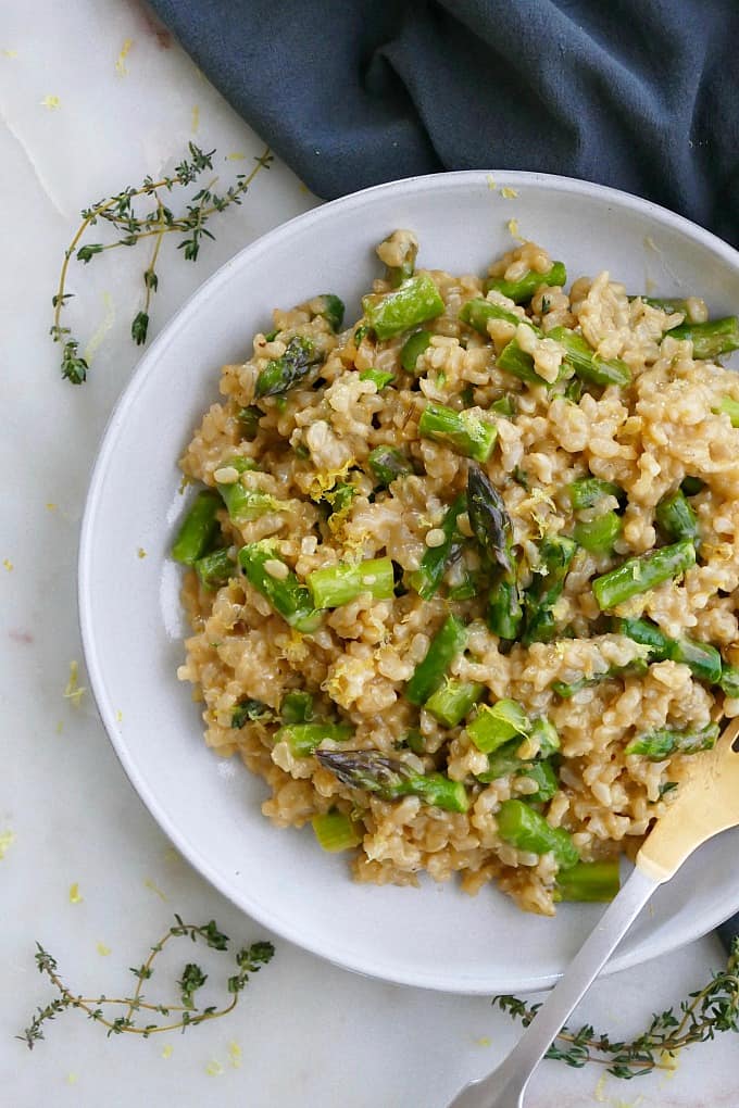 Baked Brown Rice Risotto with Asparagus It's a Veg World After All®