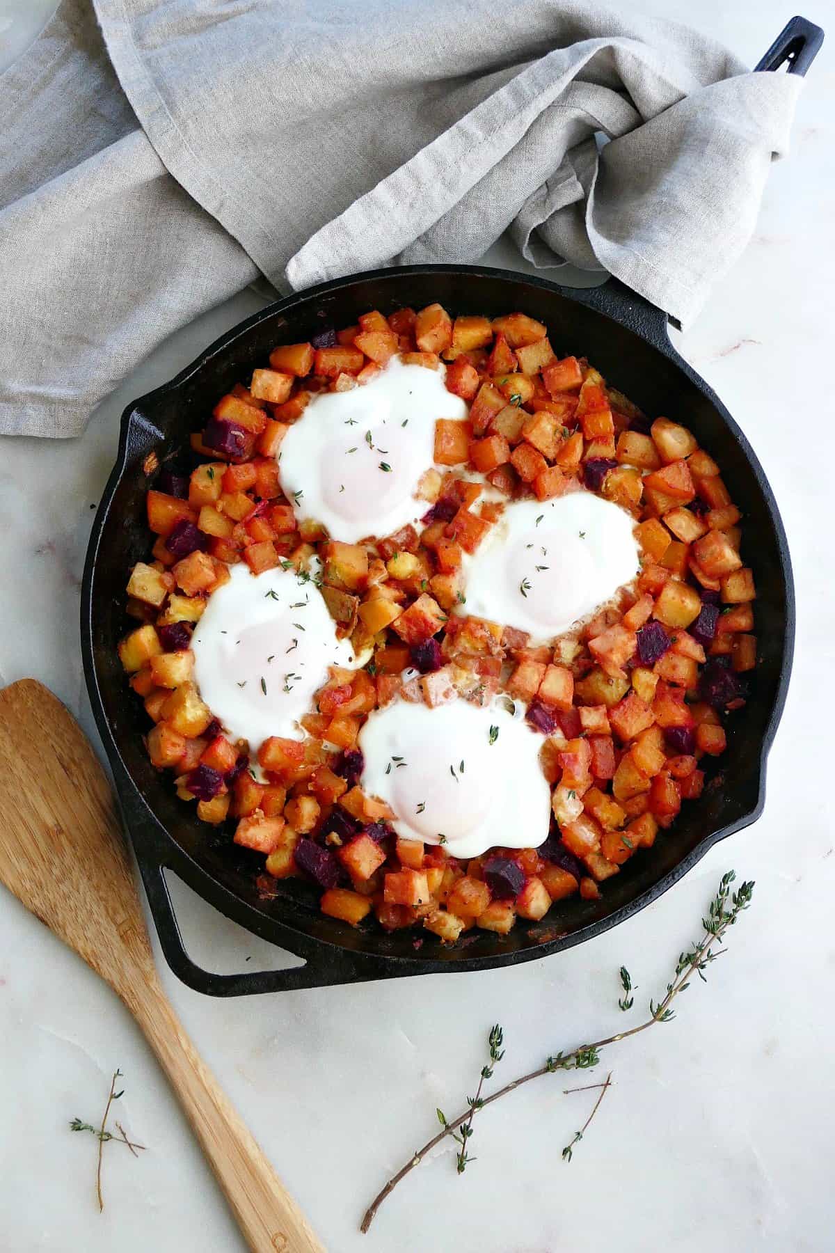 Root Vegetable Hash with Eggs It's a Veg World After All®
