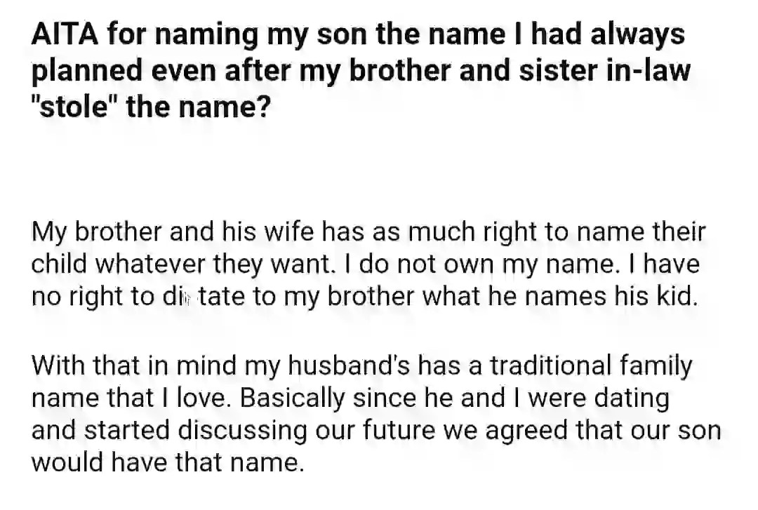AITA for naming my son the name I had always planned even after my