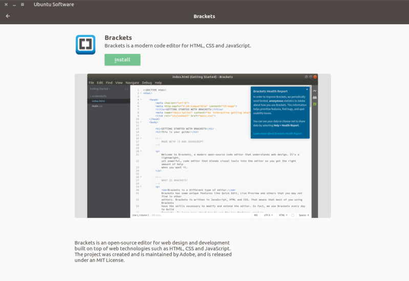 Install Brackets Editor In Ubuntu, Mint and Other Linux Distributions