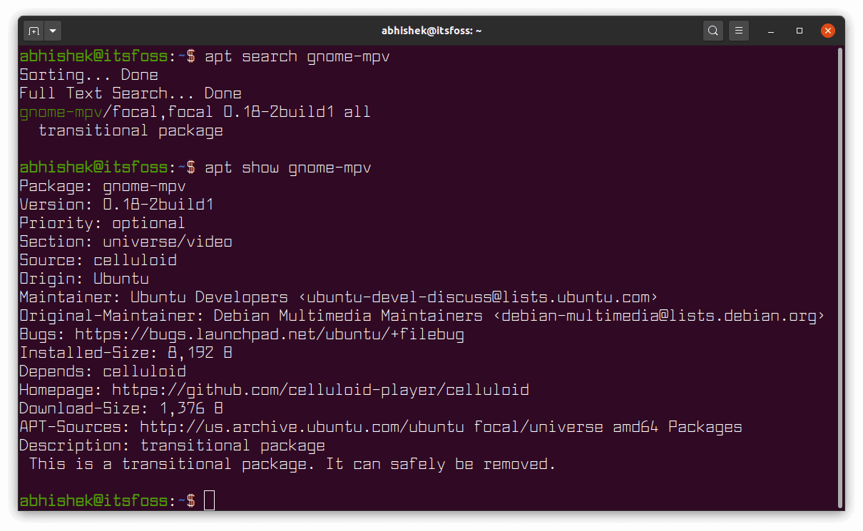 Using 'apt search' and 'apt show' Commands to Search and Find Details