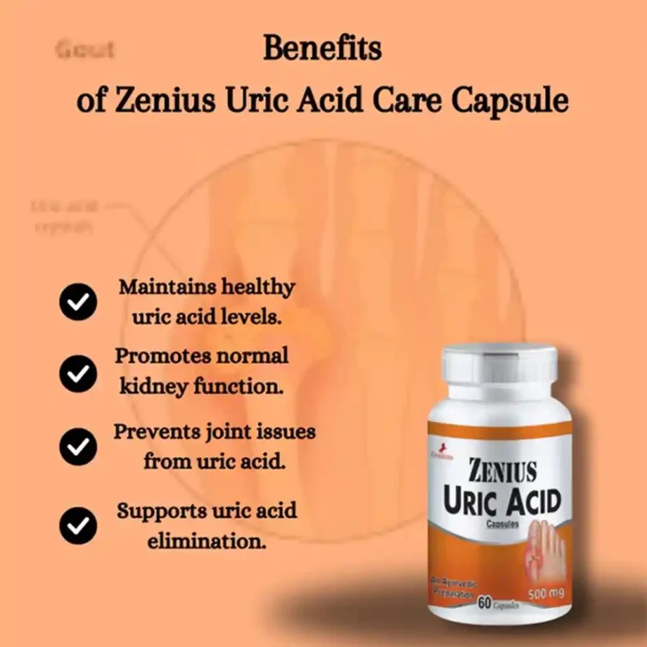 Zenius Uric Acid Care Capsule For Uric Acid Pain Relief 100gm, 60