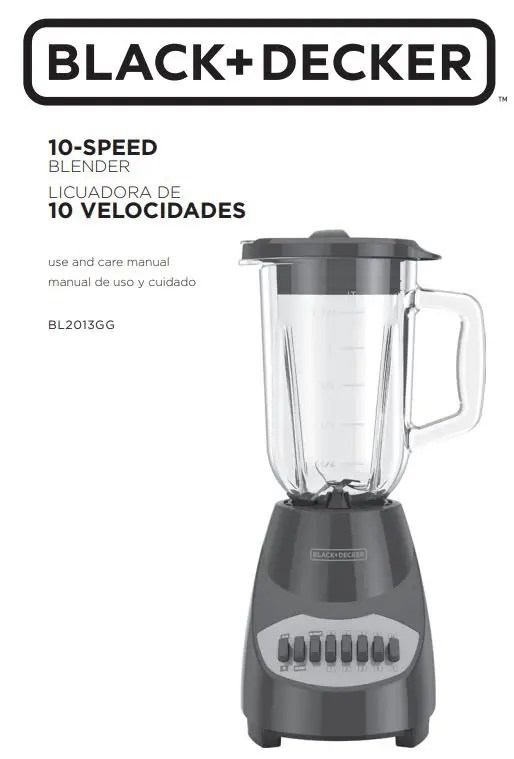 BLACK DECKER Blender 10Speed Manual ItsManual