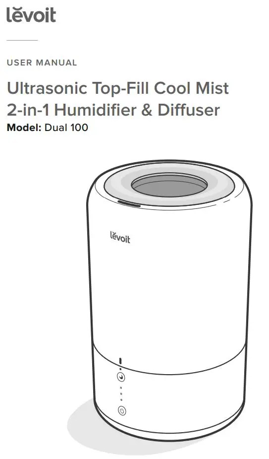 levoit Ultrasonic TopFill Cool Mist 2In1 Humidifier Diffuser Manual