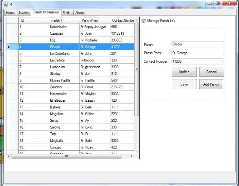Diocese of Kabankalan Accounts Receivable Mini System