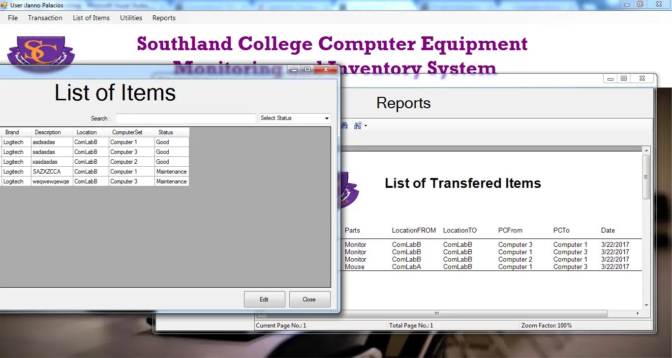 Computer Lab Inventory Management System Using Visual Basic.net And