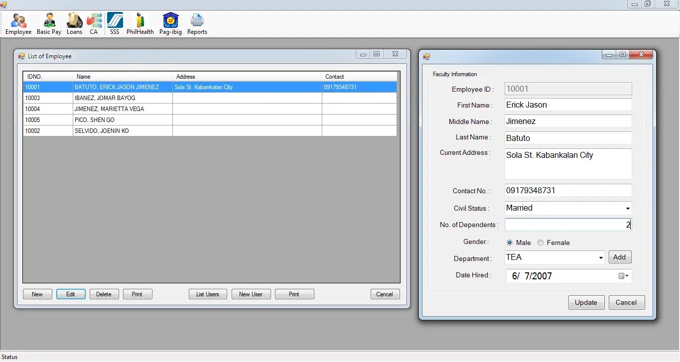 109 Update Statement Using Visual Basic Application for Managing