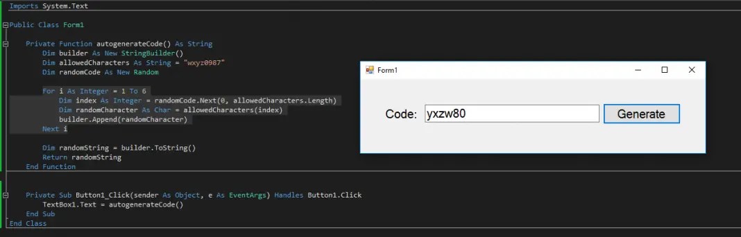 Random Code Generator using