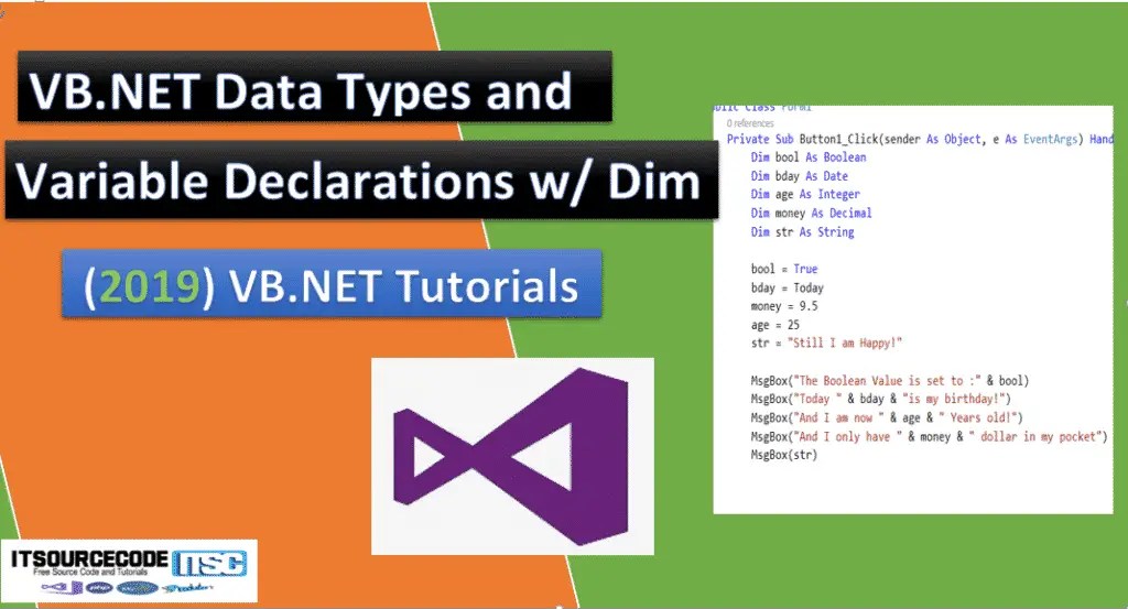 Data Types and variable Declaration with DIM 2022 Tutorials