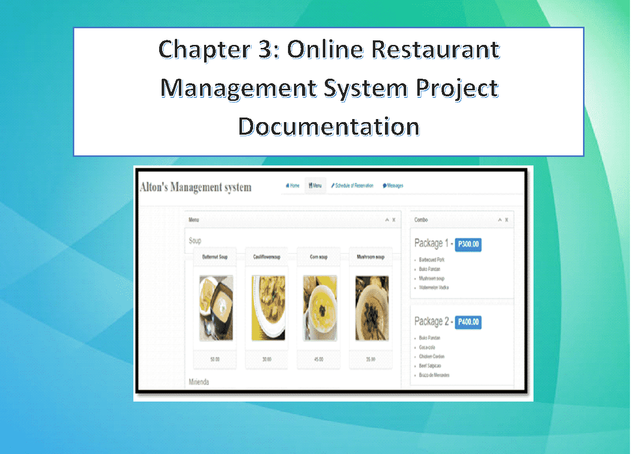 Chapter 3 Online Restaurant Management System Project Documentation