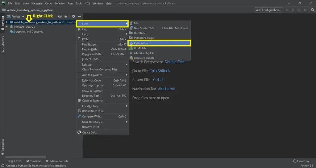 Vehicle Inventory System in Python with Source Code