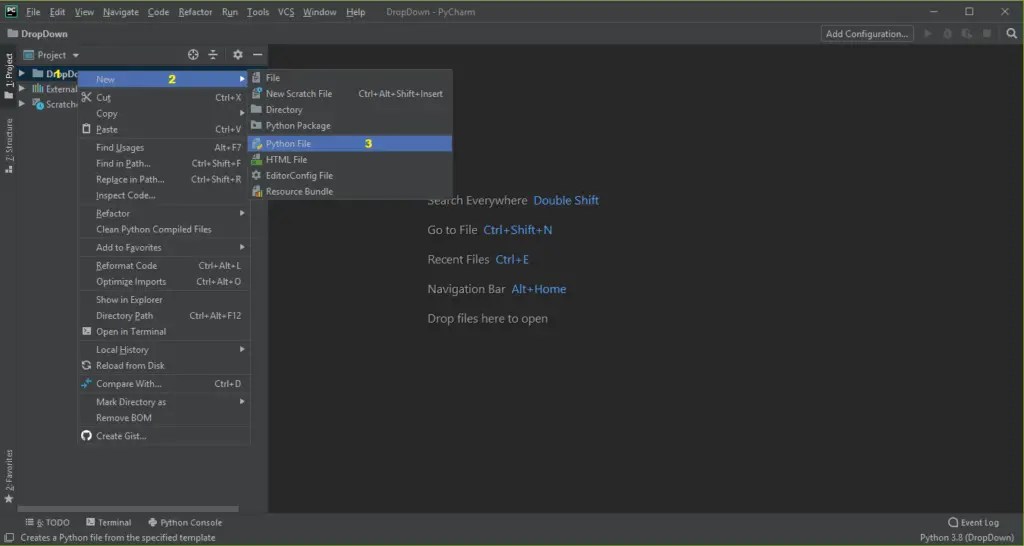 Drop Down List in Python with Source Code