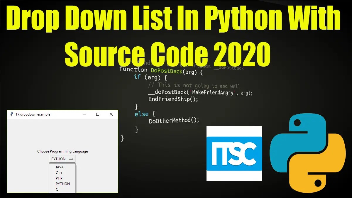 Drop Down List In Python With Source Code 2022 FREE