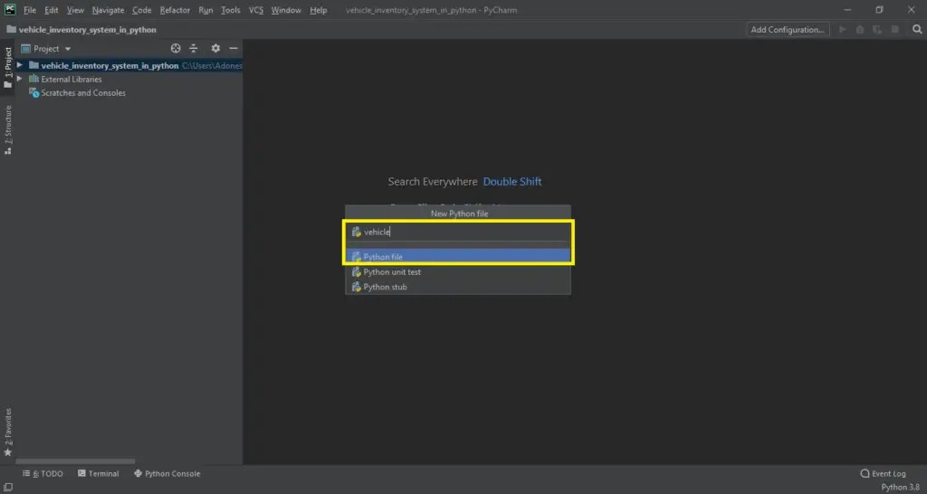 Vehicle Inventory System in Python with Source Code
