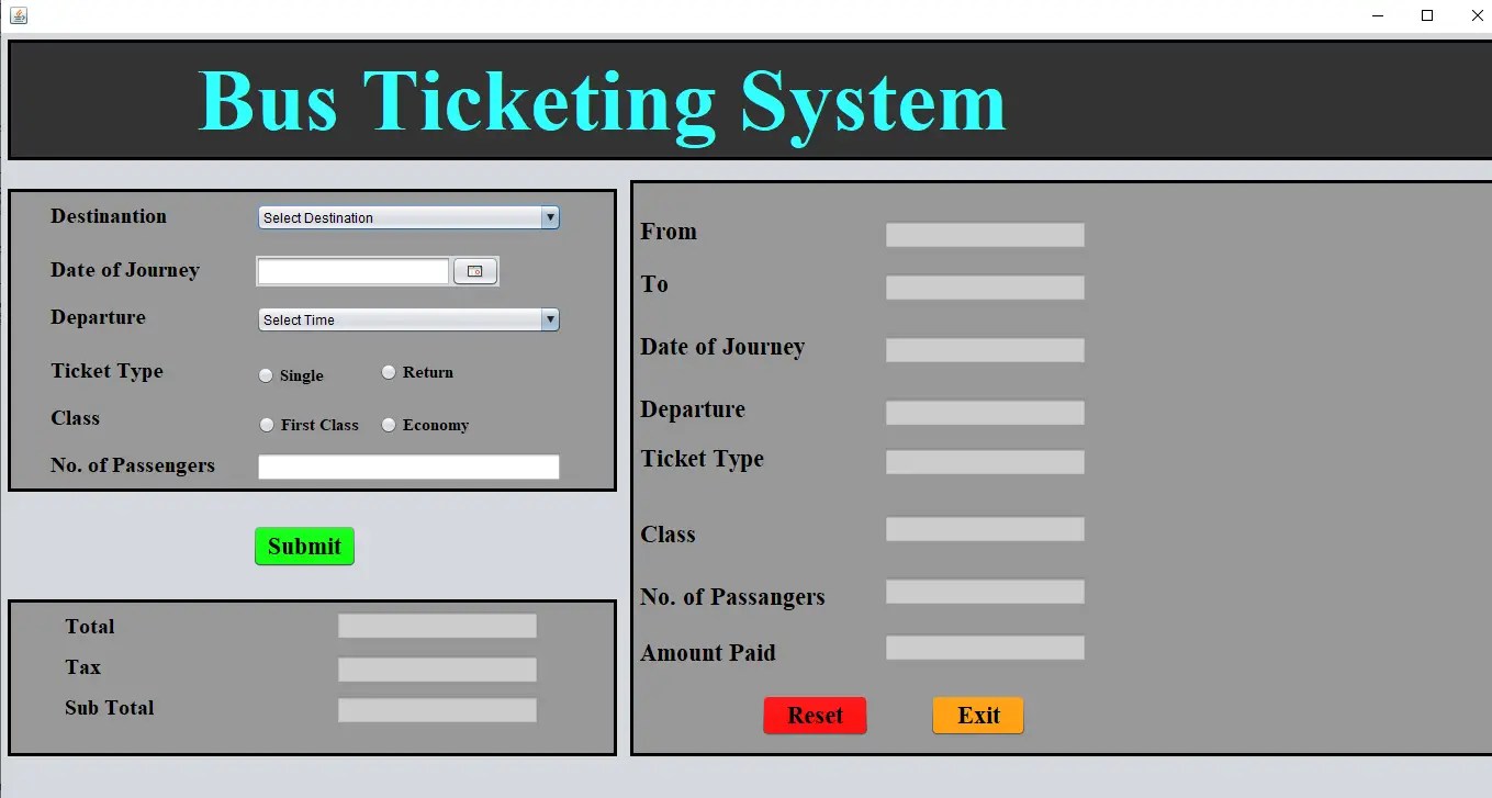 bus online system java project
