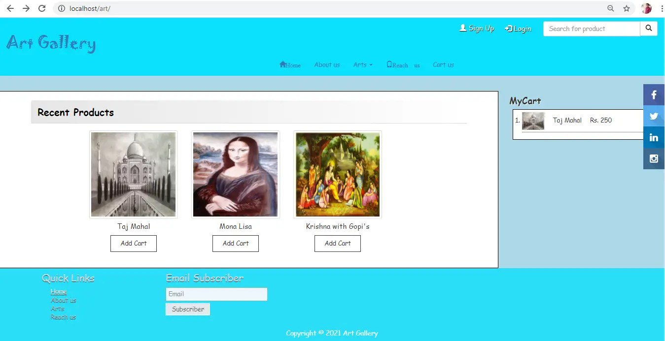 Art Gallery Project In PHP With Source Code