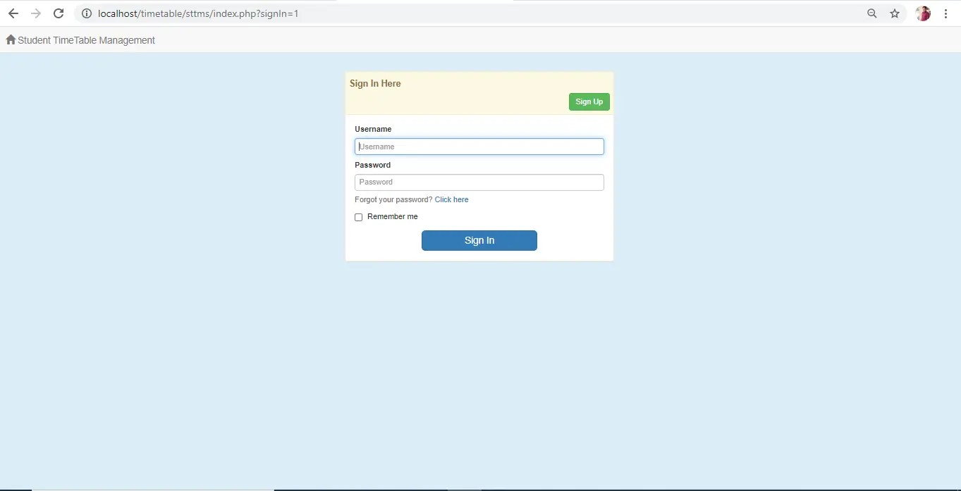 Time Table Management System Project Source Code In PHP