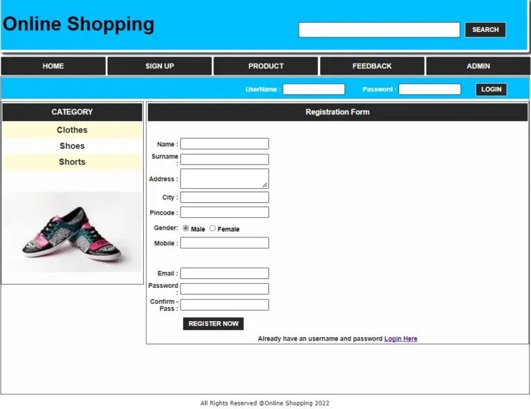 Online Shopping Project in With Source Code