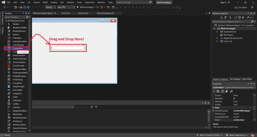 ComboBox Control in Properties, Methods and Events