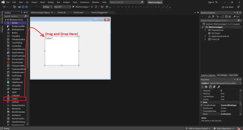 ListBox Control in Properties, Methods and Events