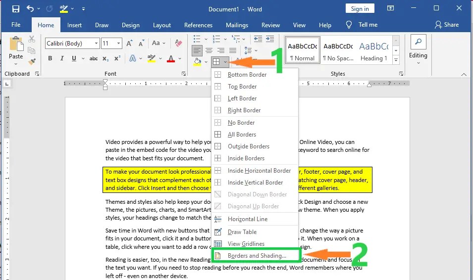 How To Apply Border And Shading In MS Word