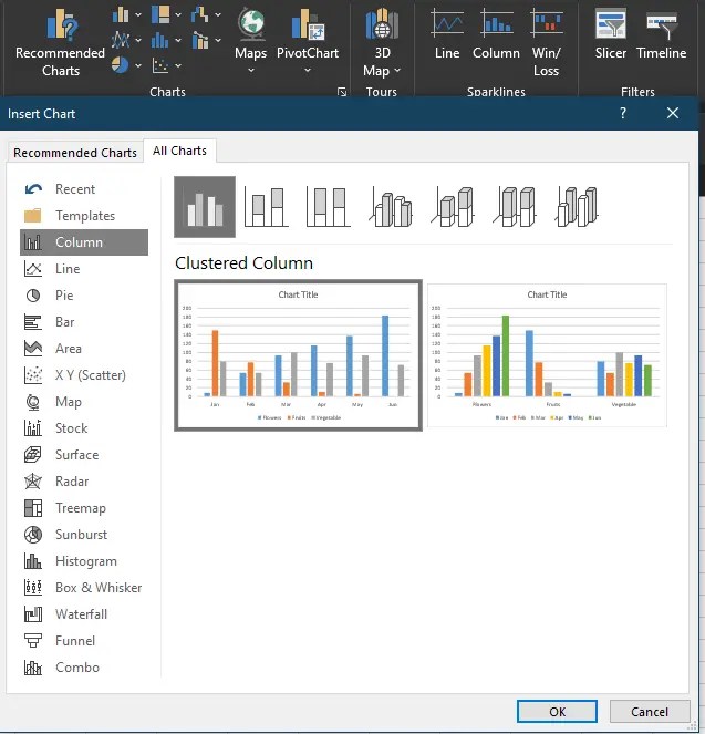 How To Create Charts In Excel With Different Chart Types