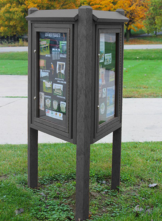 Legacy Message Board, Three Sided Kiosk Recycled Plastic