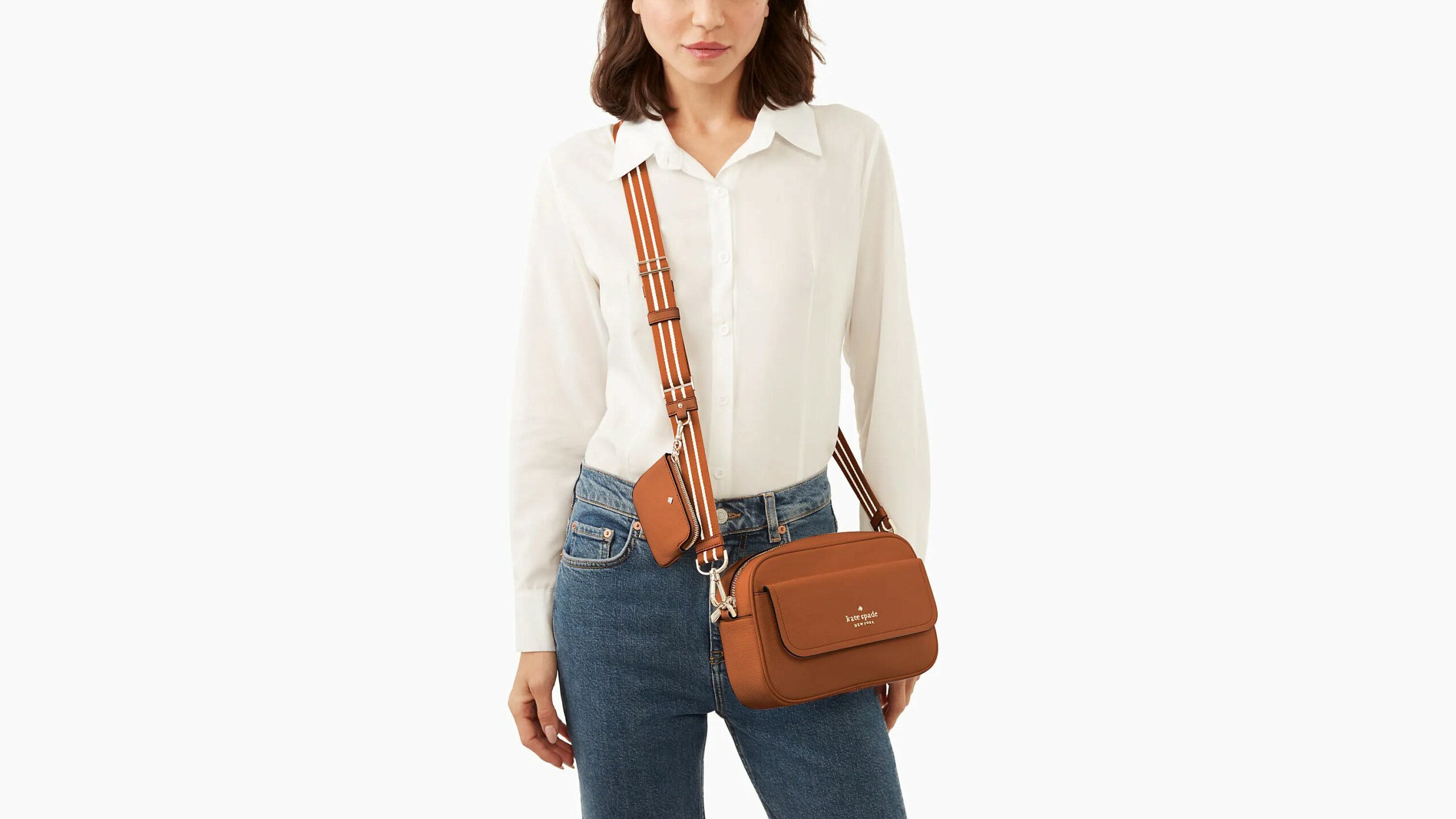 Kate Spade Rosie Pebbled Leather Flap Camera BagColor Warm