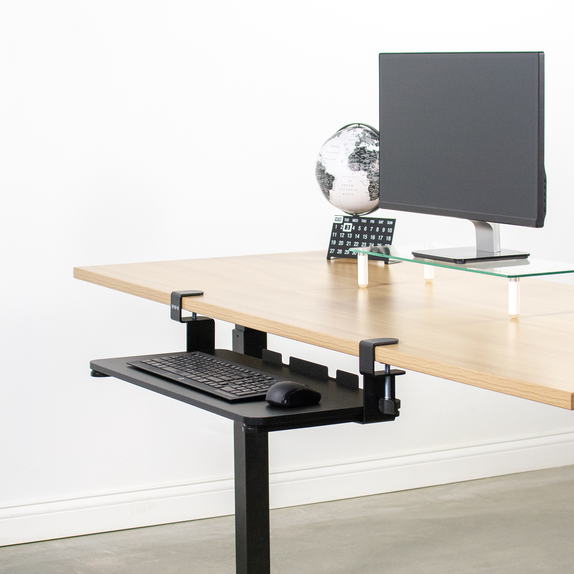 VIVO Black ClampOn Keyboard and Mouse Under Desk Tray Rolling Pull Out