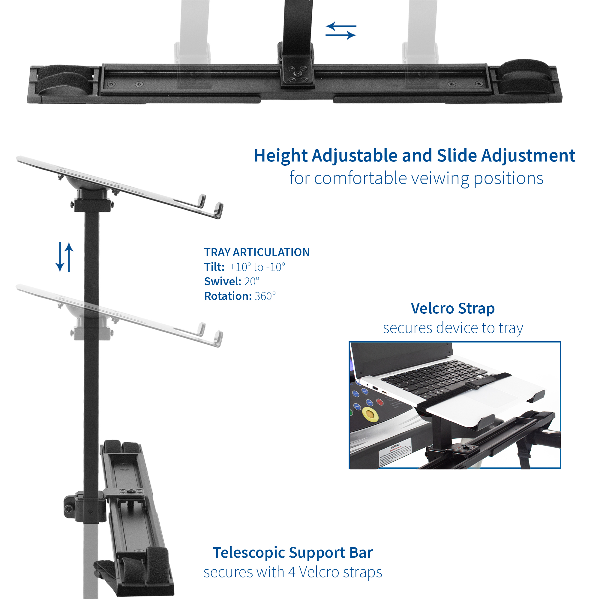 VIVO Universal Laptop Treadmill Mount Adjustable Notebook Stand for