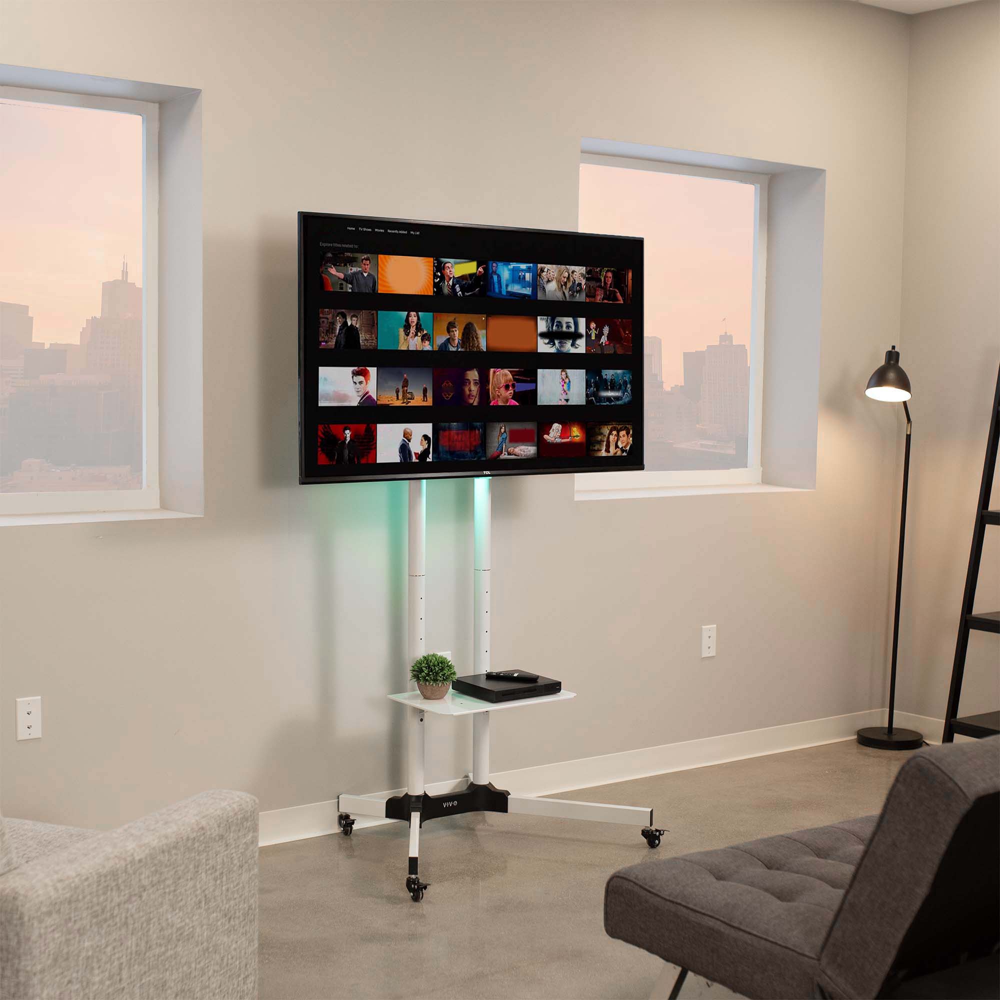 VIVO White Mobile TV Cart for 32" to 65" LCD LED Plasma Flat Panel