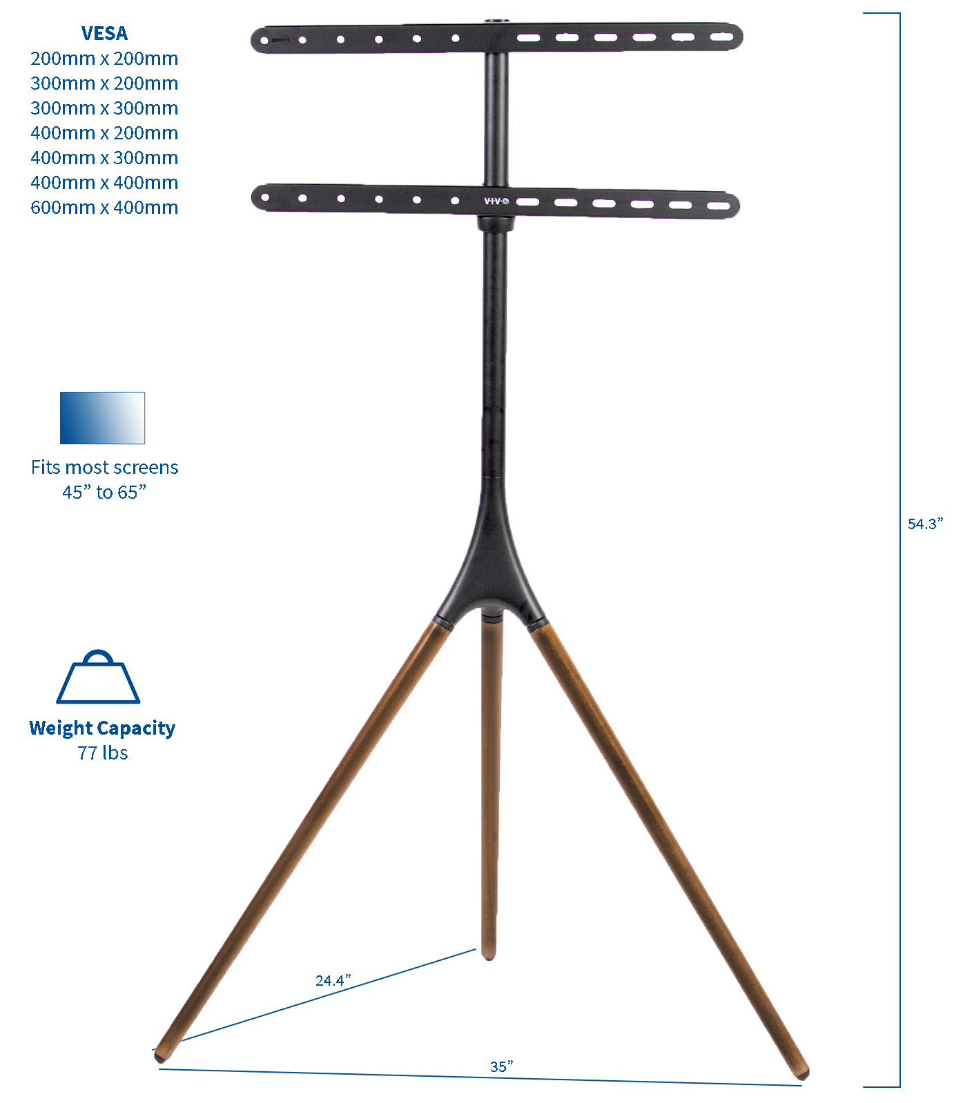 USED VIVO Artistic Easel 45" 65" Screen Studio TV Tripod Adjustable Floor Stand eBay