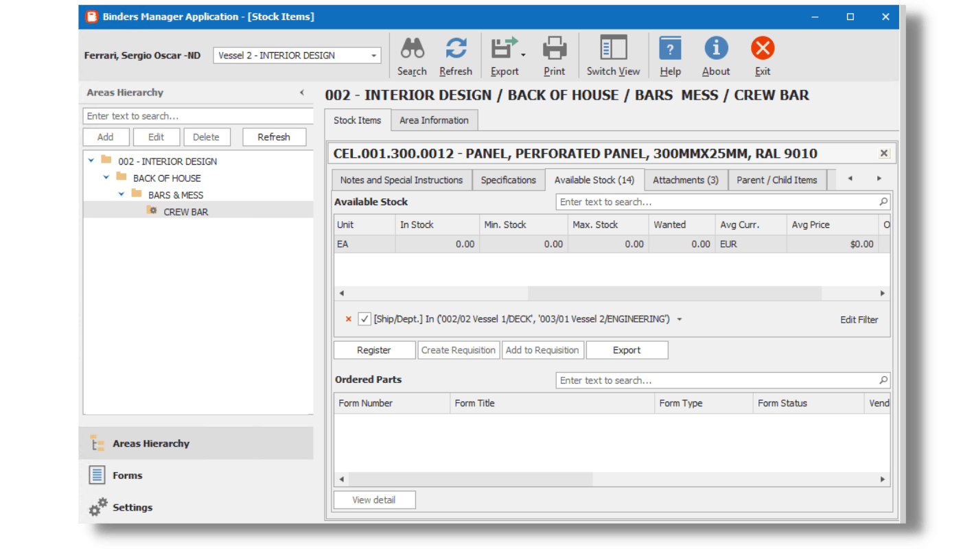 BMA Binders Manager Application ITsynch Cruise Ship Management