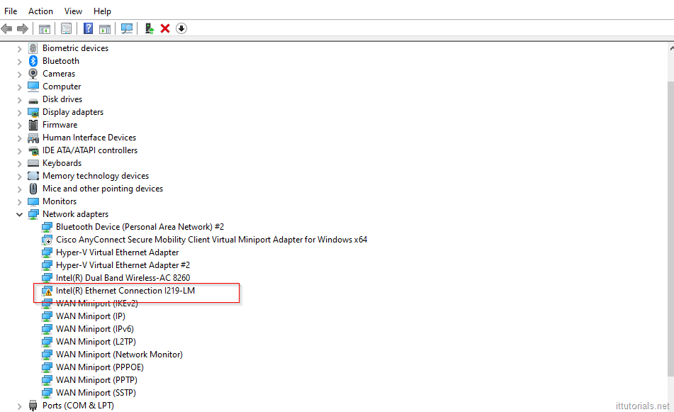 No Problem Wired Network Adapter in Windows 10