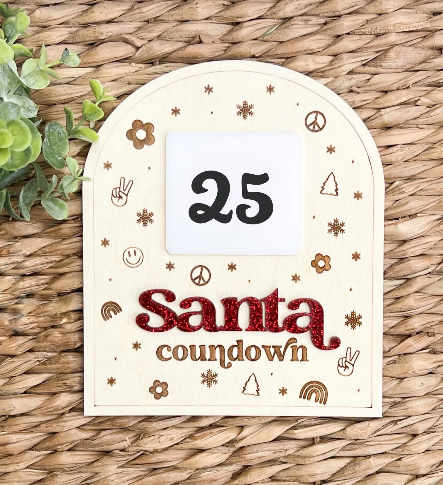 Santa Countdown Sign Itty Bitty Peach