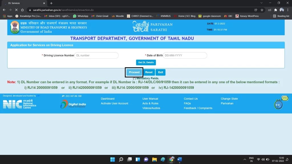 Online driving licence renewal Tamilnadu Driving licence renewal