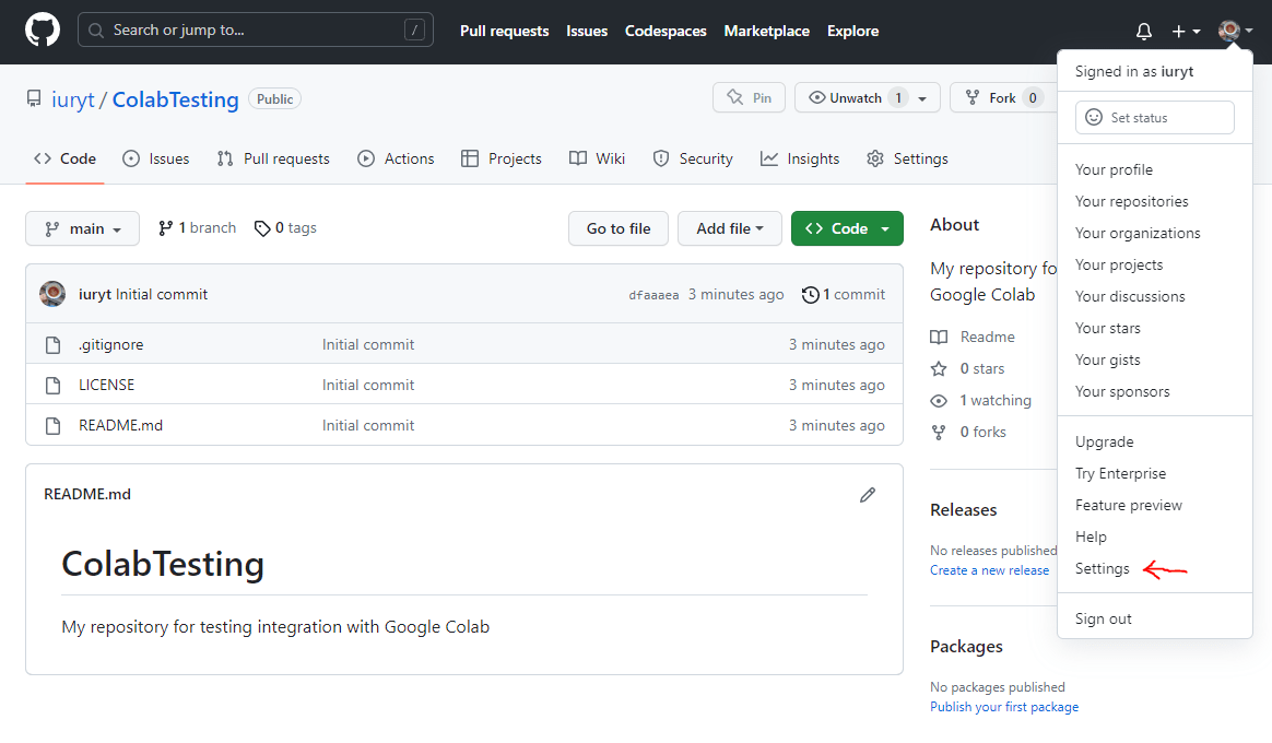 iuryt Integrating Google Colab and GitHub